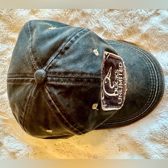 Ducks Unlimited Waxed Oil Cap Hat Brown Embroidered Patch Distressed Adjustable - Picture 4 of 9